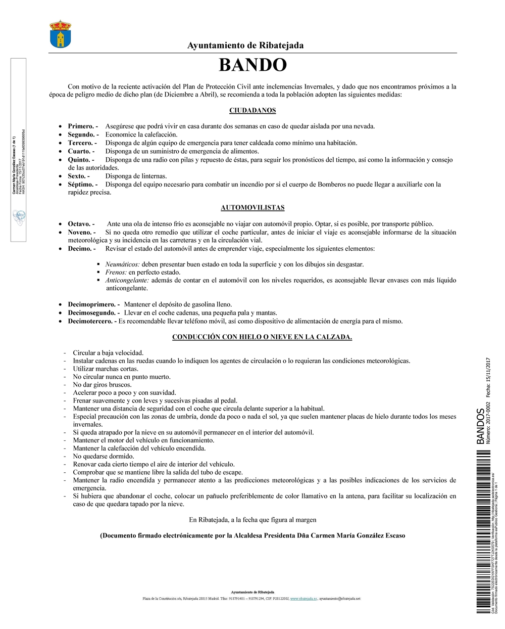 Bando Protocolo Incidencias Invernales