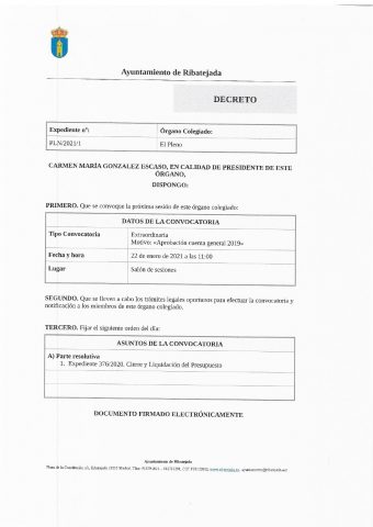 PLN 2021 1 Extraordinaria de Pleno de 22 de Enero de 2021