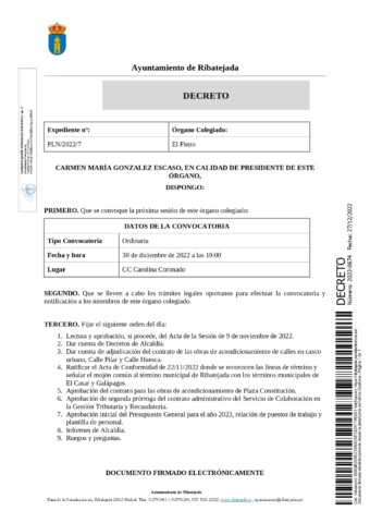 Decreto de la Convocatoria