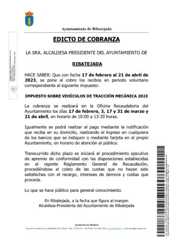 20230124 Publicación Edicto Edicto de Cobranza IVTM 2023