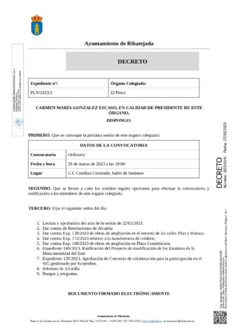 Decreto de la Convocatoria