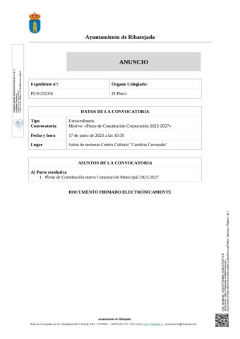 Anuncio de la Convocatoria